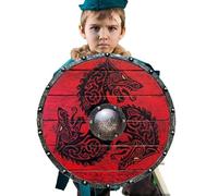 Genérico Wolf Ancient Shield - Soldato in legno, schermo da parete medievale | Proporro per la battaglia artigianale, Gear Rustic Gear For Men Boys Cosplay Tavern Decor Show Decorazione