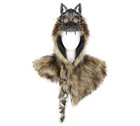 Generico Wolf Headdress - Cosplay Medieval Realistic Adjustable Soft Shawl