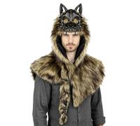 Generico Wolf Headdress - Faux Shawl | Barbarian Werewolf Prop