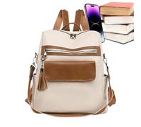 Generico Women Bag, Large Capacity Bookbag, Stylish Tassel Zipper Pendant 13.39x6.3in, Versatile & Spacious Bag, Pu Leather Backpack for Girls, Work and School