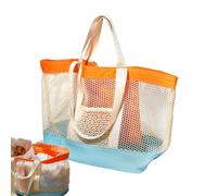 Generico Women Beach Handbag - Mesh Storage Carry Bag for Vacation Essentials | Polyester Sand Proof Tote with Zipper Pocket, Lightweight Organizer Pouch for Poolside Travel Shopping Camping Fitness