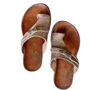 Generico Women Comfy Sandal Big Toe Correction Sandal Orthopedic Bunion Corrector Summer Sandals PU Leather Platform Flat Sole Beach Shoes (Gray, 41)