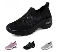 Generico Women Mesh Breathable Wedges Sneaker Walking,Comfort Breathable Mesh Orthopedic Platform Sneakers (Black,37)