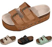 Generico Women Platform Sandals Cork Wedge Clogs Open Toe Slip On Adjustable Buckle Arch Support Wide Width Chunky Slides Summer Beach Mules (brown,39)