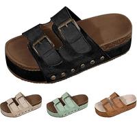 Generico Women Platform Sandals Cork Wedge Clogs Open Toe Slip On Adjustable Buckle Arch Support Wide Width Chunky Slides Summer Beach Mules (black,40)