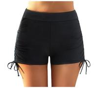 Generico Women Plus Size High Waist Bikini Bottoms Swim Briefs Beach Shorts Ruched Bottom High Cut Swim Bottom Full Coverage Swimsuit Bottom Sports Yoga Shorts Swimbottom (Black, S)