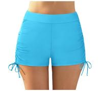 Generico Women Plus Size High Waist Bikini Bottoms Swim Briefs Beach Shorts Ruched Bottom High Cut Swim Bottom Full Coverage Swimsuit Bottom Sports Yoga Shorts Swimbottom (Light Blue, S)