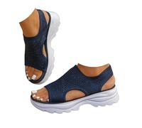 Generico Women’s Open Toe Sneaker Sandals 2026 Orthopedic Comfortable Arch Support Breathable Mesh Platform Slip-On Walking Shoes Summer Outdoor Sport Vacation Hiking Sandals (dark blue,37)
