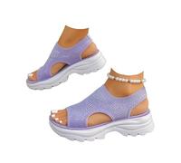 Generico Women’s Open Toe Sneaker Sandals 2026 Orthopedic Comfortable Arch Support Breathable Mesh Platform Slip-On Walking Shoes Summer Outdoor Sport Vacation Hiking Sandals (violet,38)