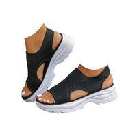 Generico Women’s Open Toe Sneaker Sandals 2026 Orthopedic Comfortable Arch Support Breathable Mesh Platform Slip-On Walking Shoes Summer Outdoor Sport Vacation Hiking Sandals (black,41)