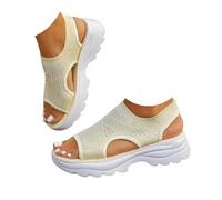 Generico Women’s Open Toe Sneaker Sandals 2026 Orthopedic Comfortable Arch Support Breathable Mesh Platform Slip-On Walking Shoes Summer Outdoor Sport Vacation Hiking Sandals (light yellow,38)