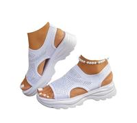 Generico Women’s Open Toe Sneaker Sandals 2026 Orthopedic Comfortable Arch Support Breathable Mesh Platform Slip-On Walking Shoes Summer Outdoor Sport Vacation Hiking Sandals (white,40)