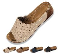 Generico Women’s Orthopedic Wedge Sandals with Breathable Floral Straps, Non-Slip Arch Support & Adjustable Toe Clasp, 2025 Trendy Walking Shoes (White,41)