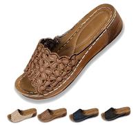 Generico Women’s Orthopedic Wedge Sandals with Breathable Floral Straps, Non-Slip Arch Support & Adjustable Toe Clasp, 2025 Trendy Walking Shoes (Light brown,40)