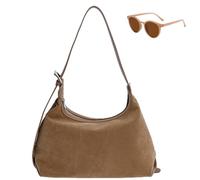 Generico Women’s Soft Suede Slouchy Hobo Bag, Roomy Vintage Shoulder Bag for Fall Winter, Trendy Elegant Large Capacity Crossbody