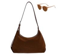 Generico Women’s Soft Suede Slouchy Hobo Bag, Roomy Vintage Shoulder Bag for Fall Winter, Trendy Elegant Large Capacity Crossbody