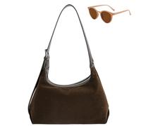 Generico Women’s Soft Suede Slouchy Hobo Bag, Roomy Vintage Shoulder Bag for Fall Winter, Trendy Elegant Large Capacity Crossbody