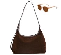 Generico Women’s Soft Suede Slouchy Hobo Bag, Roomy Vintage Shoulder Bag for Fall Winter, Trendy Elegant Large Capacity Crossbody