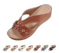 Generico Women’s Wedge Sandals 2026 - Orthopedic Arch Support Open Toe Floral Slip On Platform Sandals for Women, Comfortable Dressy Casual Summer Walking Beach Slides (brown,39)