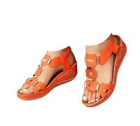 Generico Women’s Wedge Sandals Low Heel Platform Sandals for Women Elastic Ankle Strap Open Toe Slip On Comfortable Lightweight Dressy Summer Casual Slingback (orange,39)