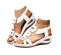 Generico Women’s Wedge Sandals Low Heel Platform Sandals for Women Elastic Ankle Strap Open Toe Slip On Comfortable Lightweight Dressy Summer Casual Slingback (white,37)