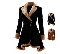 Generico Women Sherpa Lined Suede Jacket Warm Winter Fleece Fuzzy Coat Slim Fit Faux leather Fleece Jackets Long Winter Coat for Women (Black,M)