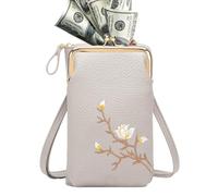 Generico Women Sling Bag, PU Leather Embroidered Bag, Small Cell Phone Wallet with Adjustable Shoulder Strap, Ideal for Travel, Summer Walks, Running, Gym, Hiking, Passport Holder, Everyday Use