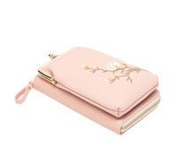 Generico Women Sling Bag, PU Leather Embroidered Bag, Small Cell Phone Wallet with Adjustable Shoulder Strap, Ideal for Travel, Summer Walks, Running, Gym, Hiking, Passport Holder, Everyday Use
