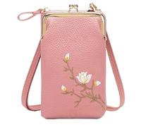 Generico Women Sling Cross-Body Wallet with Mobile Cell,Mini Leather Shoulder Bag with Credit Card Slots,Crossbody Bags for Women Travel (Dark pink)