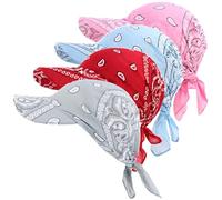 Generico Women Visor Scarf Hat, Pre-Tied Turban with Brim, UV-Protective Non-Slip Polyester Beanie for Daily & Chemo Patients, 4-Pack