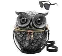 Generico Women Weird Halloween Owl Purse Handbag, Men Unique Novelty Crossbody, Gothic Cartoon Owl Shaped Shoulder Bag