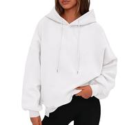 Generico Womens 2025 Oversized Hoodies Sweatshirt Long Sleeve Loose Fit Tops Trendy Casual Fall Fleece Drawstring Preppy Clothes (White,L)