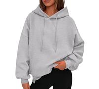 Generico Womens 2025 Oversized Hoodies Sweatshirt Long Sleeve Loose Fit Tops Trendy Casual Fall Fleece Drawstring Preppy Clothes (Gray,M)