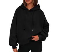 Generico Womens 2025 Oversized Hoodies Sweatshirt Long Sleeve Loose Fit Tops Trendy Casual Fall Fleece Drawstring Preppy Clothes (Black,M)