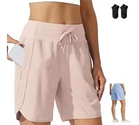 Generico Women's Active 7 Inseam Athletic Long Running High Waistband Shorts,Fast-Drying Lightweight Drawstring Shorts with Pocket (IT, Testo, XXL, Regular, Regular, Lotus Pink)