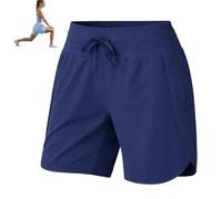 Generico Womens Athletic Shorts 7 inch Inseam for Hiking: 7'' Golden Length - 30% More Coverage Than 5''-40% More Freedom Than 9'' (Dark Blue,M)