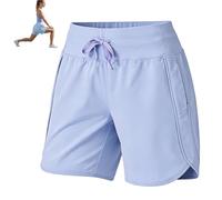 Generico Womens Athletic Shorts 7 inch Inseam for Hiking: 7'' Golden Length - 30% More Coverage Than 5''-40% More Freedom Than 9'' (Blue,S)