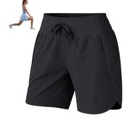 Generico Womens Athletic Shorts 7 inch Inseam for Hiking: 7'' Golden Length - 30% More Coverage Than 5''-40% More Freedom Than 9'' (Black,S)