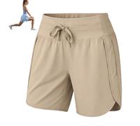 Generico Womens Athletic Shorts 7 inch Inseam for Hiking: 7'' Golden Length - 30% More Coverage Than 5''-40% More Freedom Than 9'' (Khaki,S)