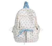 Generico Women's backpack with bow, kawaii floral backpack in aesthetic coquette preppy style, laptop bag for university, Casual backpacks (White)