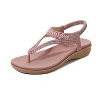 Generico Women's Bohemian Rhinestone T-strap Flat Sandals Summer Comfortable Flipflops,Sparkling Rhinestones (pueple, Adulto, 38, Numero, Sistema Taglie Calzature EU, Media)