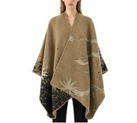 Generico Women's Boho Shawl Wrap, Printed Blanket Open Front Poncho Cape, Vintage Elegant Soft Cloak Cardigan Coat for Fall Winter