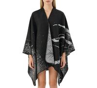 Generico Women's Boho Shawl Wrap, Printed Blanket Open Front Poncho Cape, Vintage Elegant Soft Cloak Cardigan Coat for Fall Winter