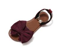 Generico Women's Bow Flat Sandals, Open Toe Slip-On Ankle Strap Summer Dressy Shoes for Party, Wedding, Beach (burgundy,41)