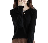 Generico Women's Cashmere Sweater Autumn Merino Wool Knitted Jumper Plus Size Elegant Half Turtleneck Long Sleeve Sweater Soft Warm Winter Wool Pullover Black XS