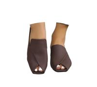 Generico Women's Chic & Comfy Solid Color Slip-On Sandals, Elegant Chunky Heel Slides Square Toe Mules for Women Low Heel Sandals (coffee,39)