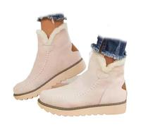 Generico Women's Classic Slip Resistant Ankle Snow Boots - Fleece Lined Slip-On Winter Booties, Water Resistant Warm Casual Shoes (White,37)
