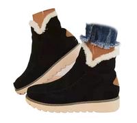 Generico Women's Classic Slip Resistant Ankle Snow Boots - Fleece Lined Slip-On Winter Booties, Water Resistant Warm Casual Shoes (Black,37)