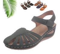 Generico Womens Closed Toe Orthopedic Sandal Side Hollow Paste Platform Shoes Arch Support Slip on Comfortable Casual Sandal (Green,36)