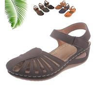 Generico Womens Closed Toe Orthopedic Sandal Side Hollow Paste Platform Shoes Arch Support Slip on Comfortable Casual Sandal (Coffee,42)